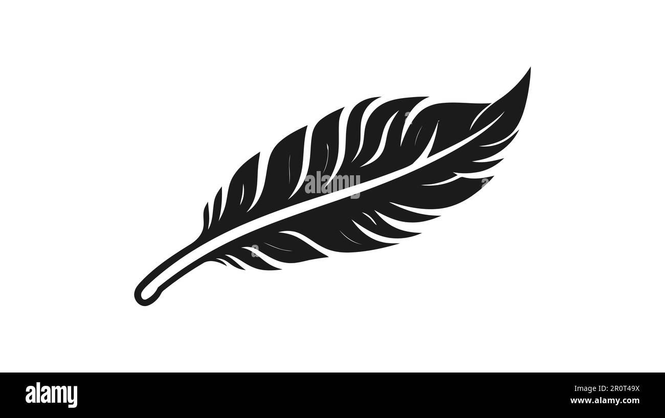 Feather icon. Vector silhouette logo on white background Stock Vector ...