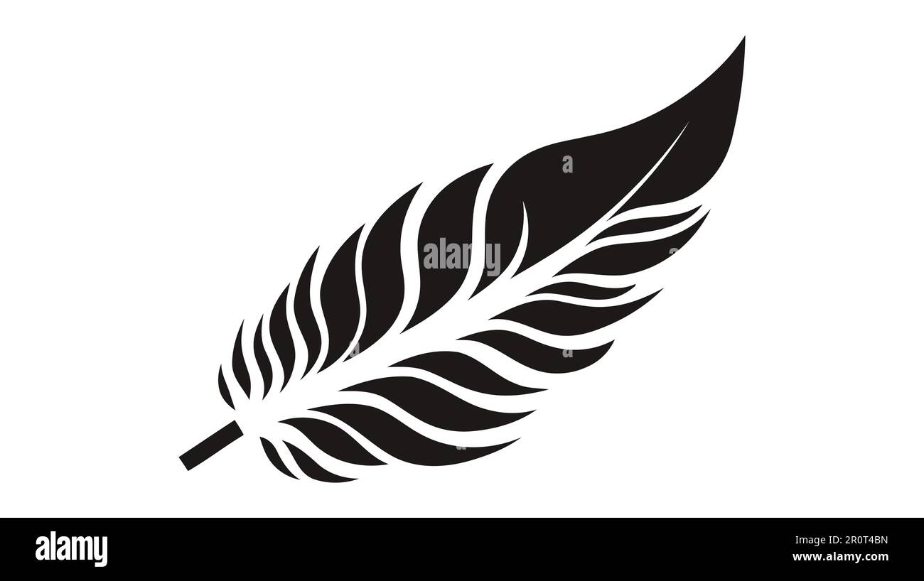 Feather icon. Vector silhouette logo on white background Stock Vector ...