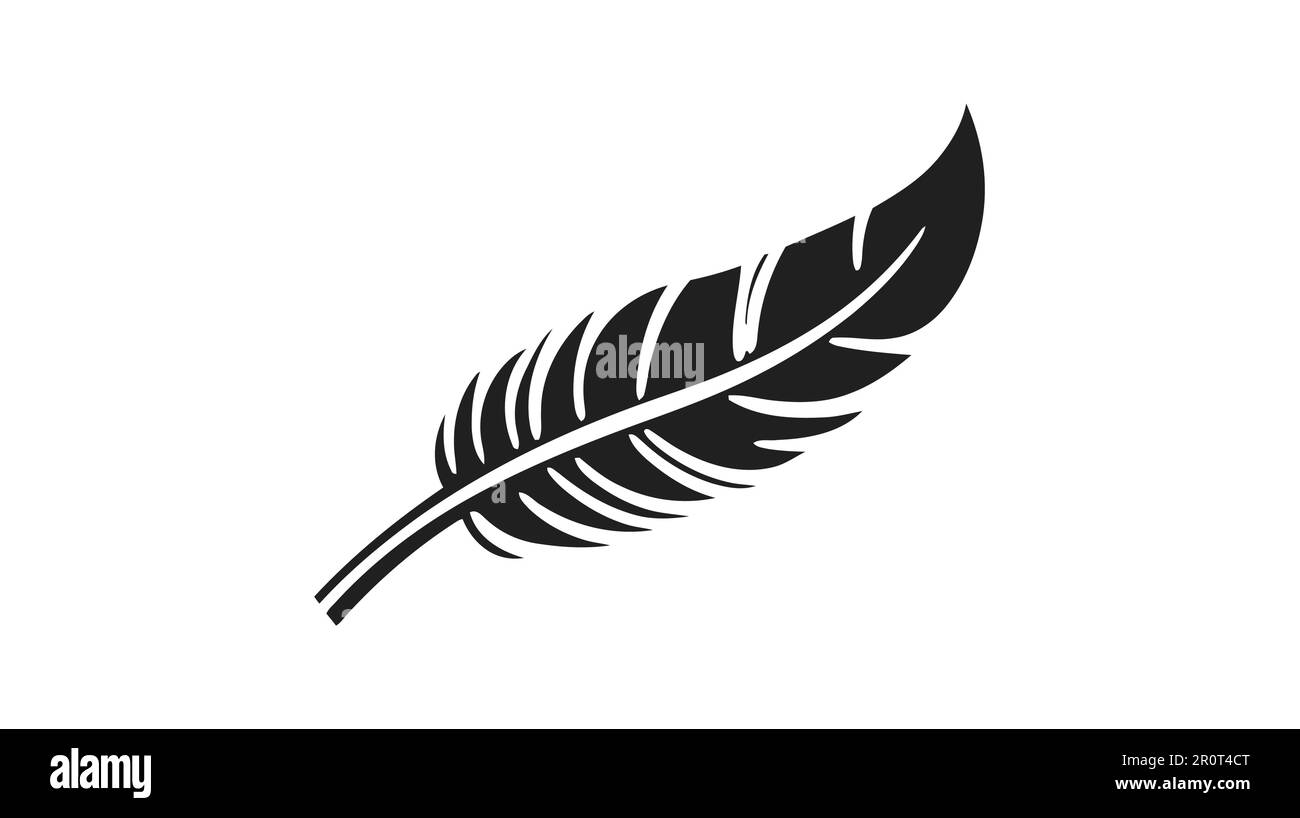 Feather icon. Vector silhouette logo on white background Stock Vector ...