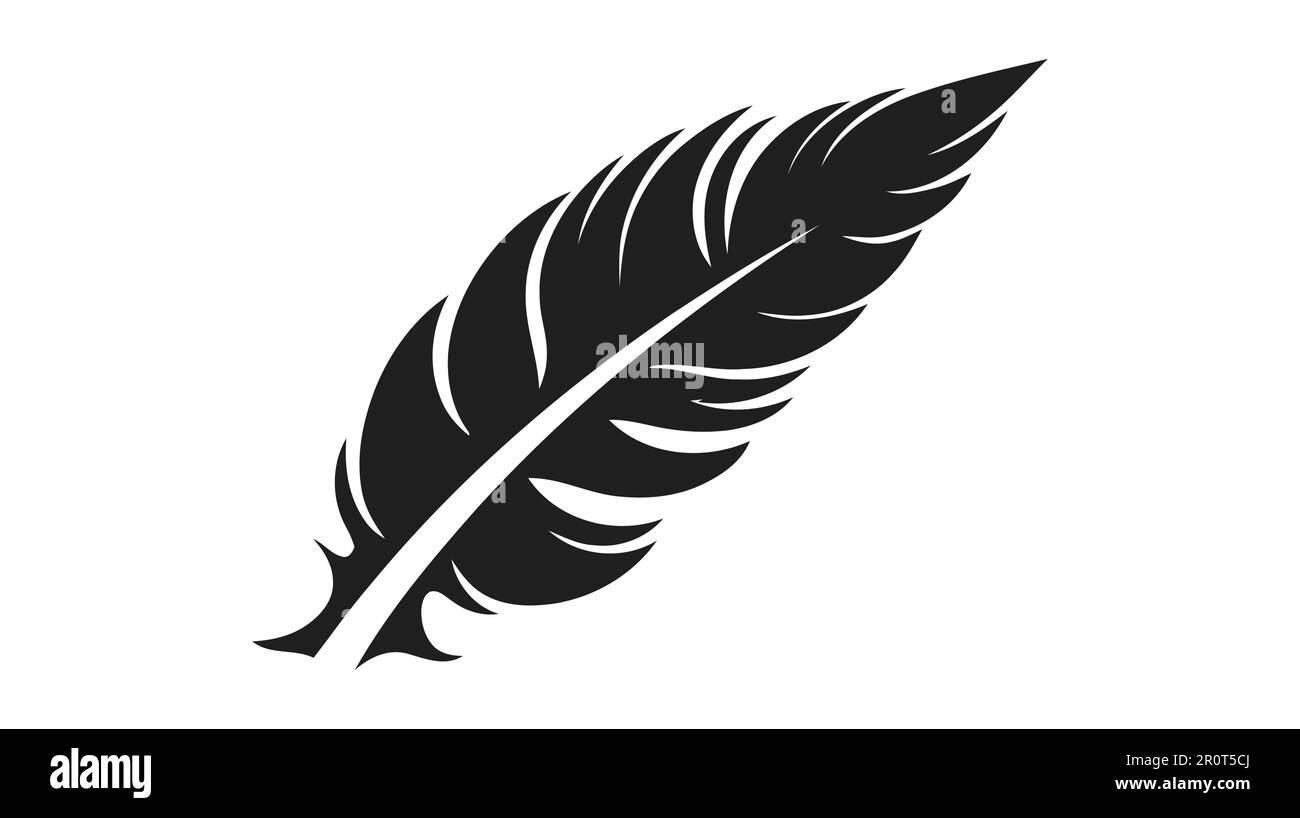 Feather icon. Vector silhouette logo on white background Stock Vector ...