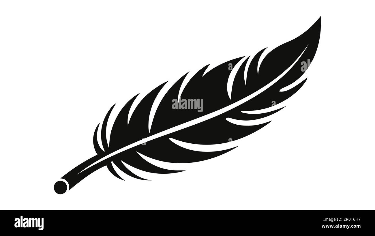 Feather icon. Vector silhouette logo on white background Stock Vector ...