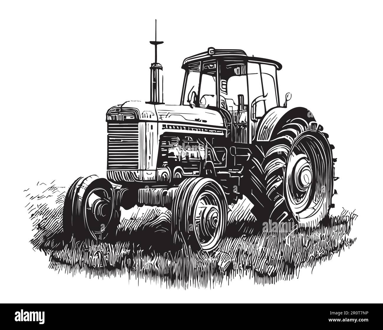 Vintage tractor hand drawn sketch in doodle style illustration Stock Vector Image & Art Alamy