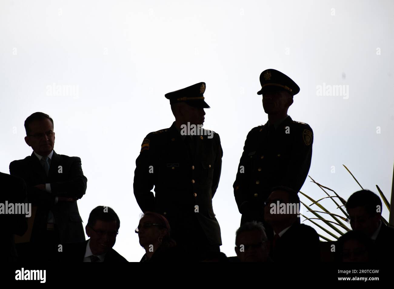 Bogota, Colombia. 09th May, 2023. Colombian police officers talk during the ceremony of the new Colombian Police Director William Rene Salamanca at the General Santander Police Academy in Bogota, Colombia. May 9, 2023. Photo by: Chepa Beltran/Long Visual Press Credit: Long Visual Press/Alamy Live News Stock Photo