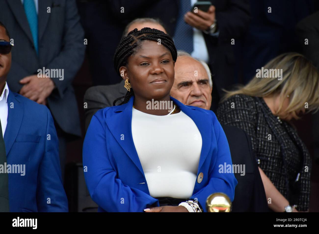 Bogota, Colombia. 09th May, 2023. Colombian vice-president Francia Marquez seen during the ceremony of the new Colombian Police Director William Rene Salamanca at the General Santander Police Academy in Bogota, Colombia. May 9, 2023. Photo By: Cristian Bayona/Long Visual Press Credit: Long Visual Press/Alamy Live News Stock Photo