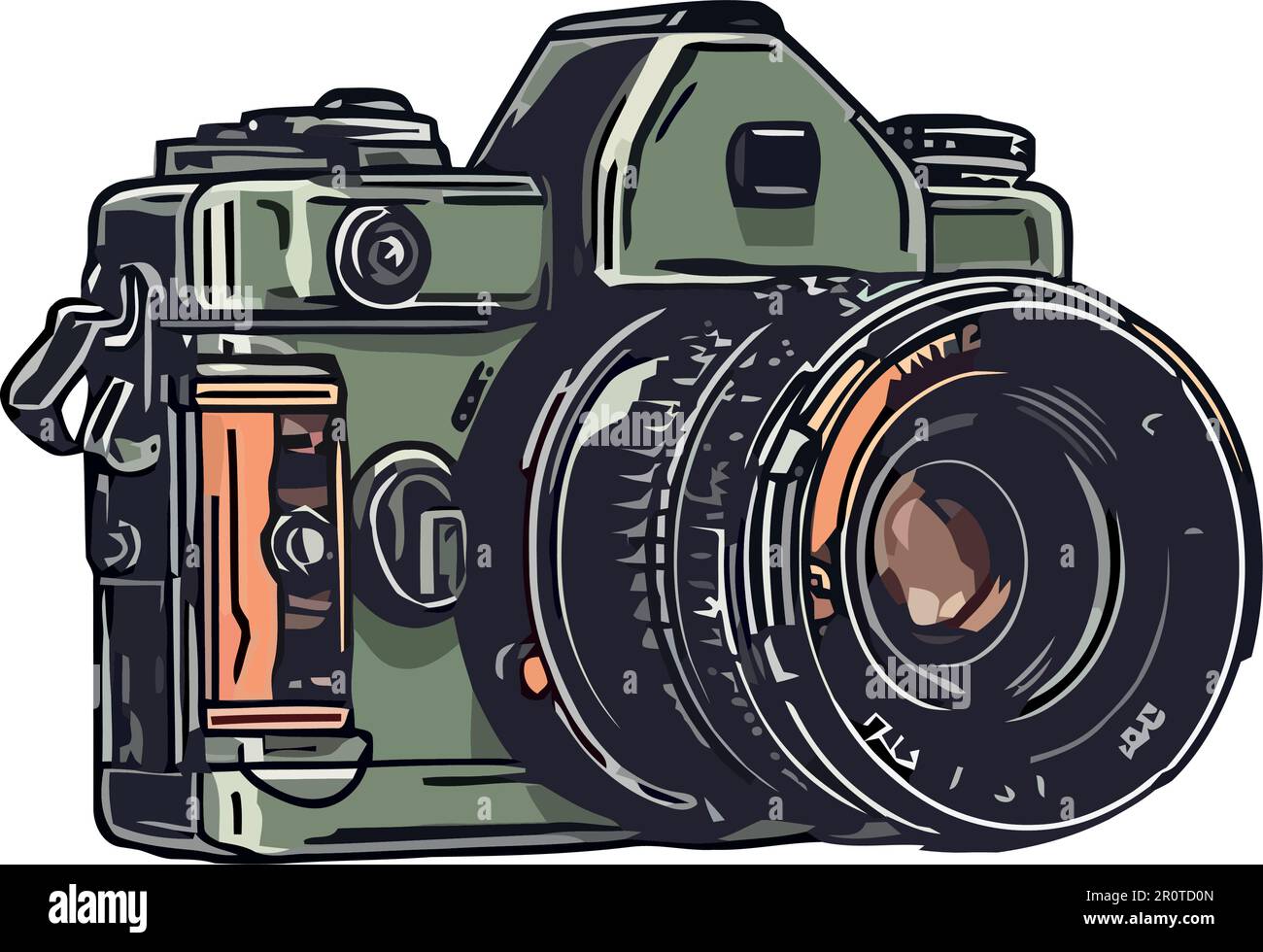 Old fashioned camera illustration over white Stock Vector Image & Art