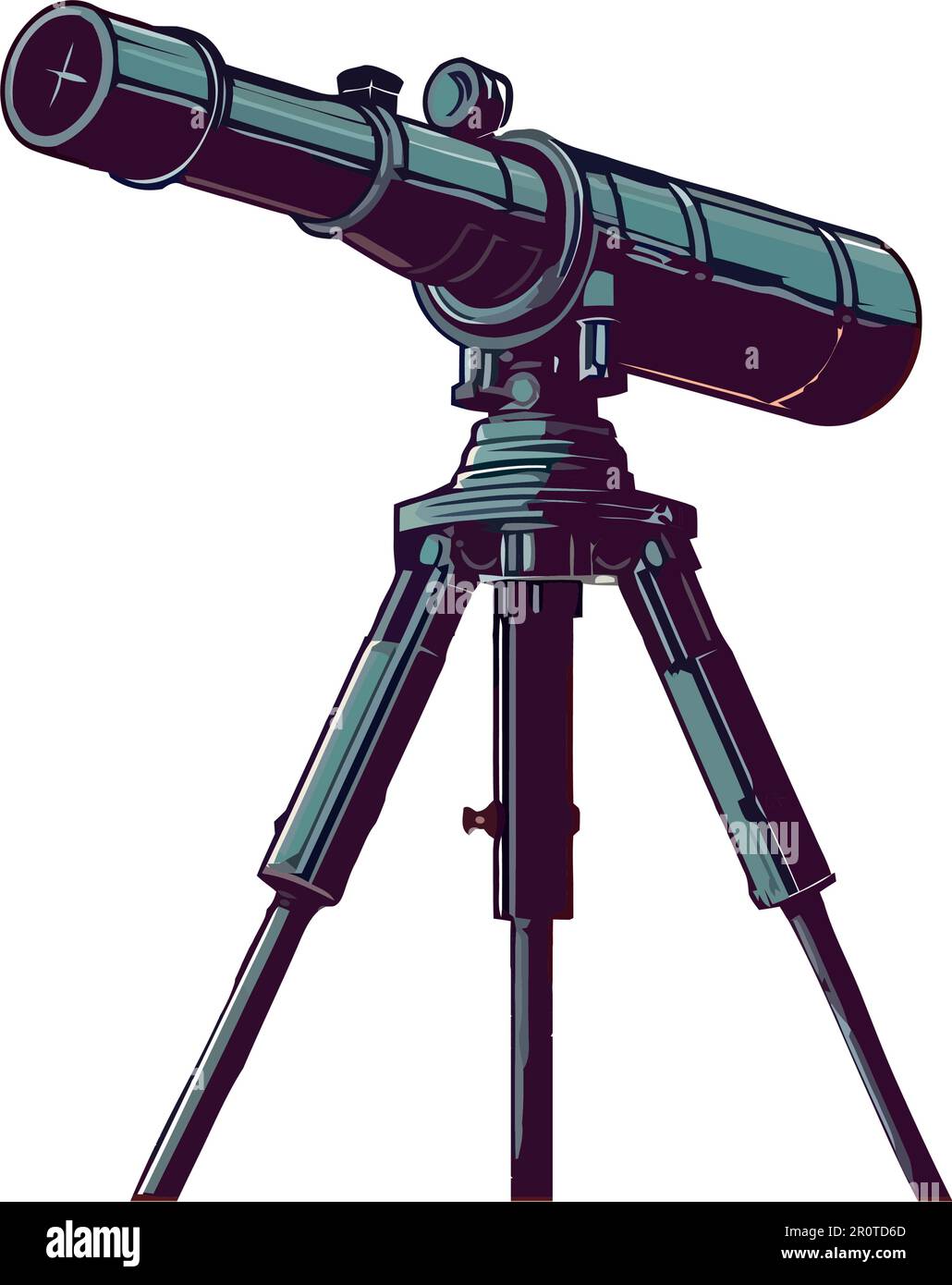 Looking at the galaxy through a telescope isolated Stock Vector