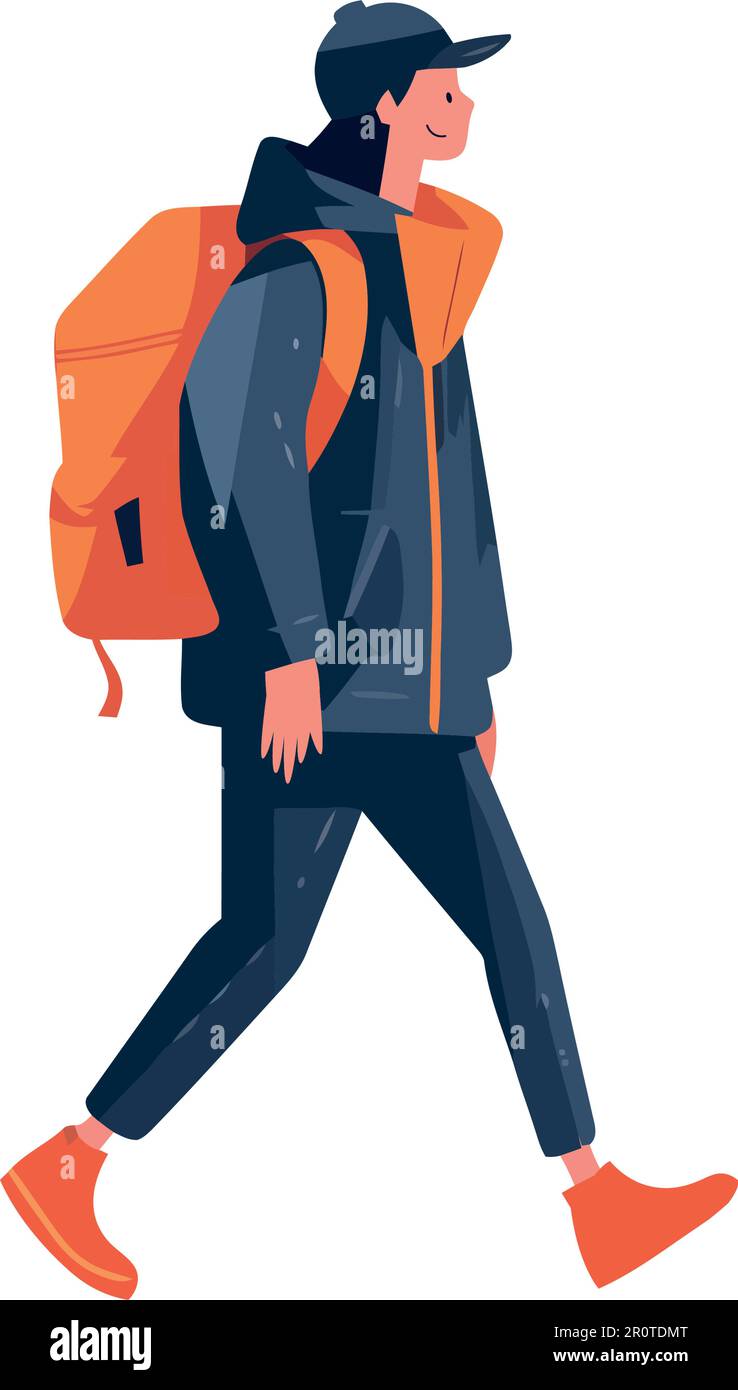One person walking with backpack over white Stock Vector Image & Art ...