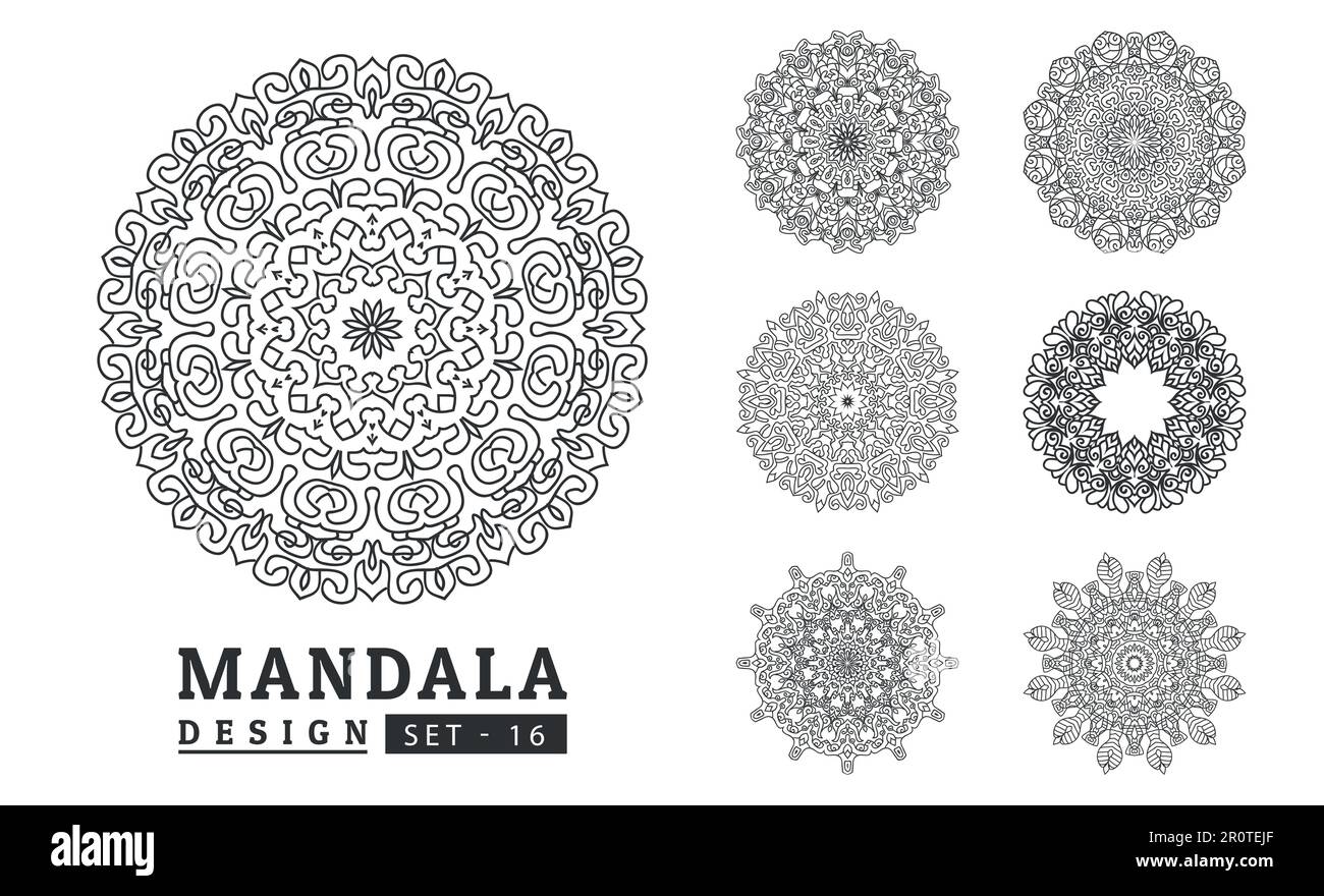 Black and white flower mandala art set Stock Vector Image & Art - Alamy