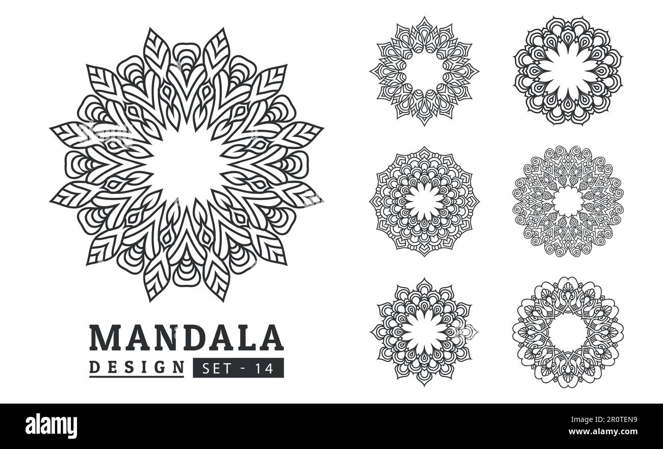 Black and white flower mandala art set Stock Vector Image & Art - Alamy
