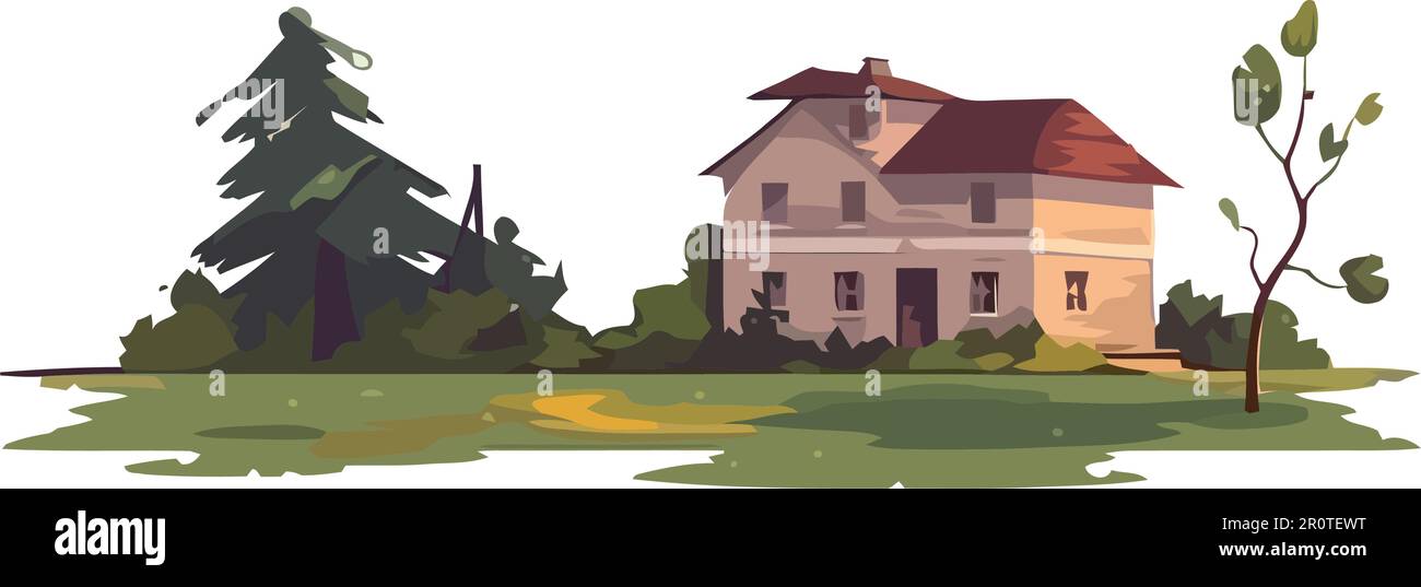 Green forest landscape with cottage Stock Vector Image & Art - Alamy