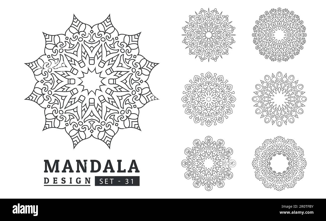 Black and white flower mandala set vector Stock Vector Image & Art - Alamy