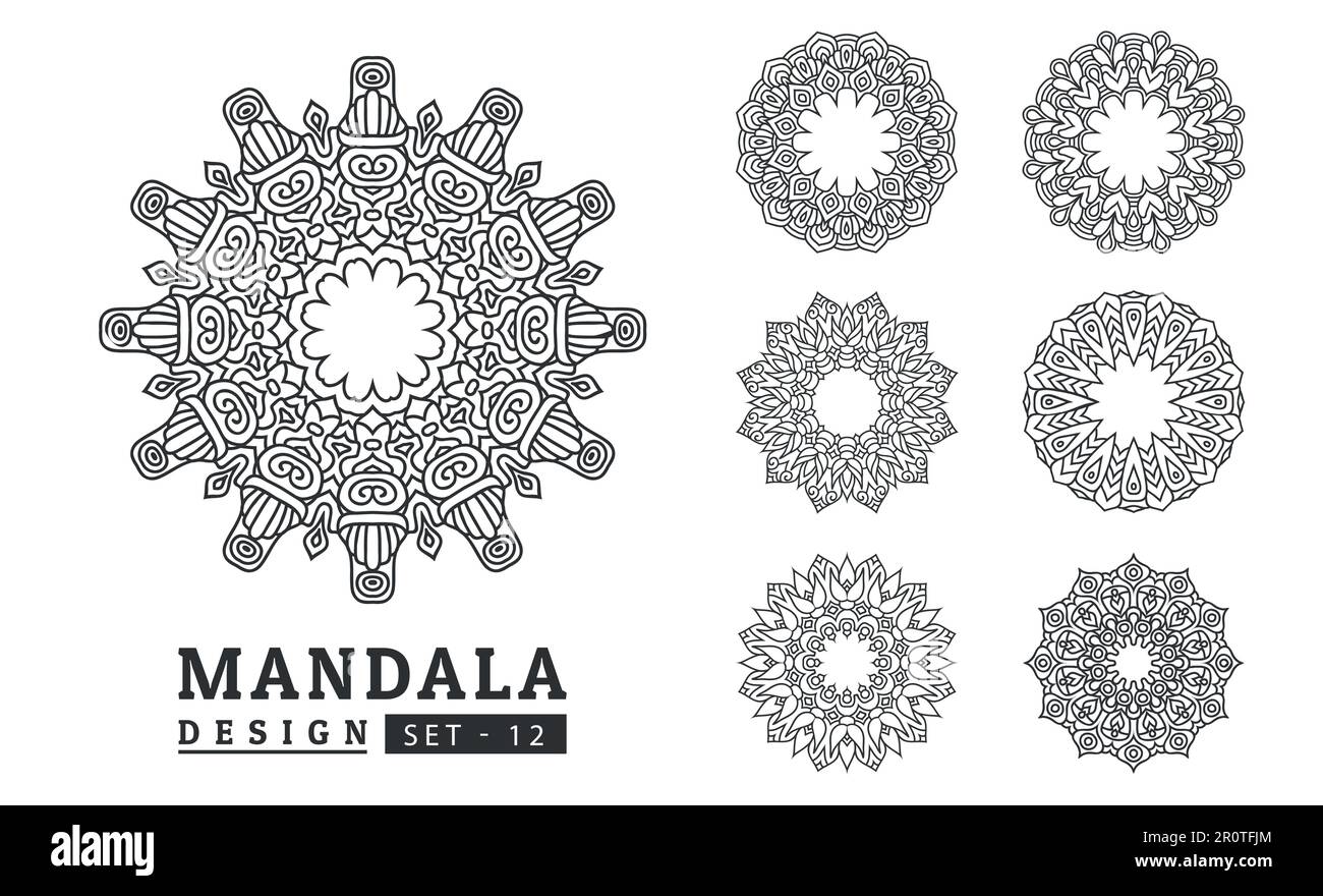 Black and white flower mandala designs set Stock Vector Image & Art - Alamy