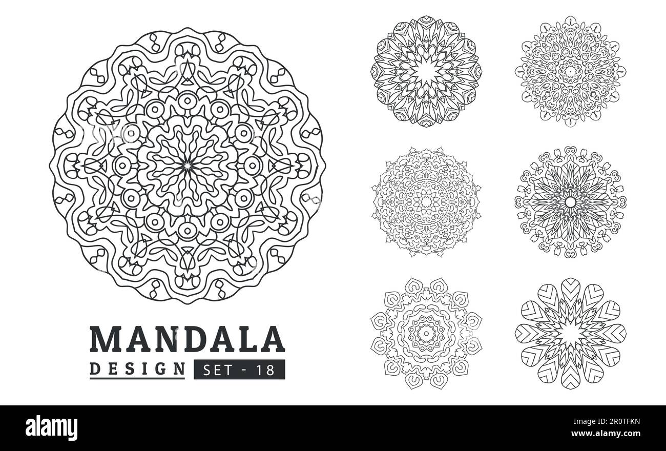 Black and white flower mandala art set Stock Vector Image & Art - Alamy