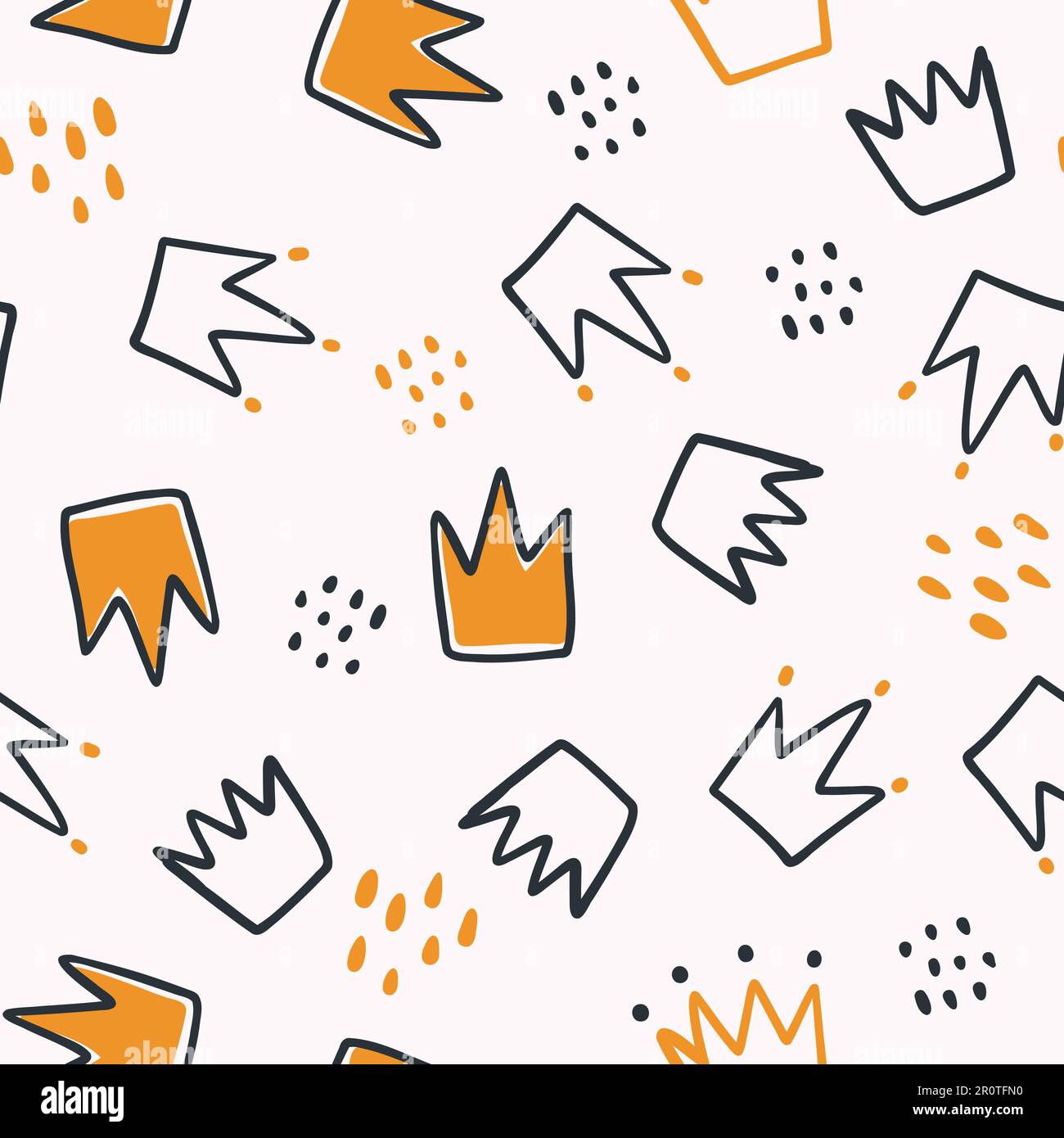 Princess crowns vector seamless pattern. Baby Hand drawn illustration ...