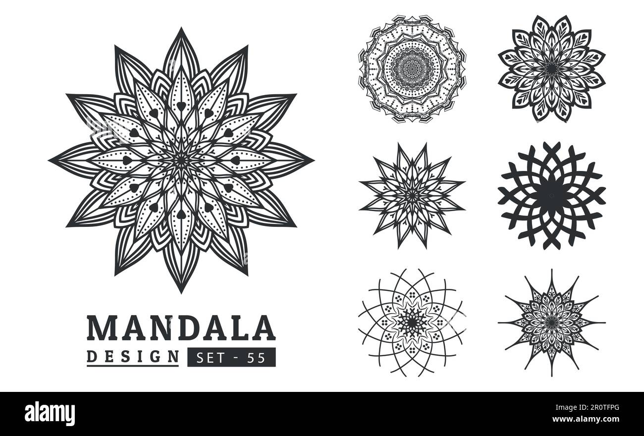 Flower Mandala background design set vector illustration Stock Vector ...
