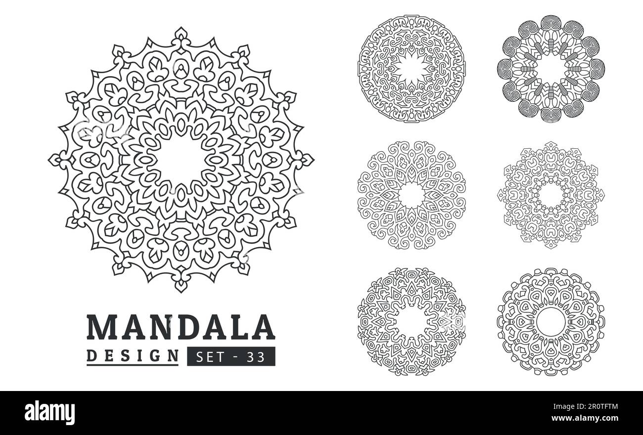 Black and white flower mandala set vector Stock Vector Image & Art - Alamy