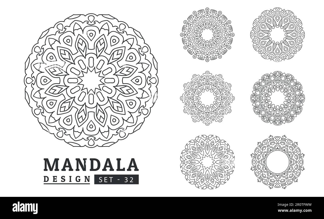 Black and white flower mandala set vector Stock Vector Image & Art - Alamy