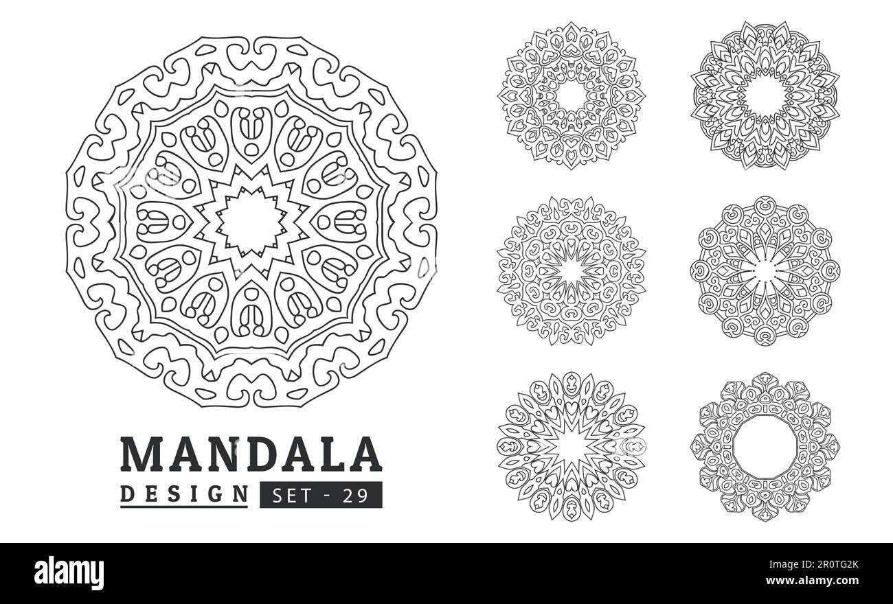 Black and white flower mandala set vector Stock Vector Image & Art - Alamy