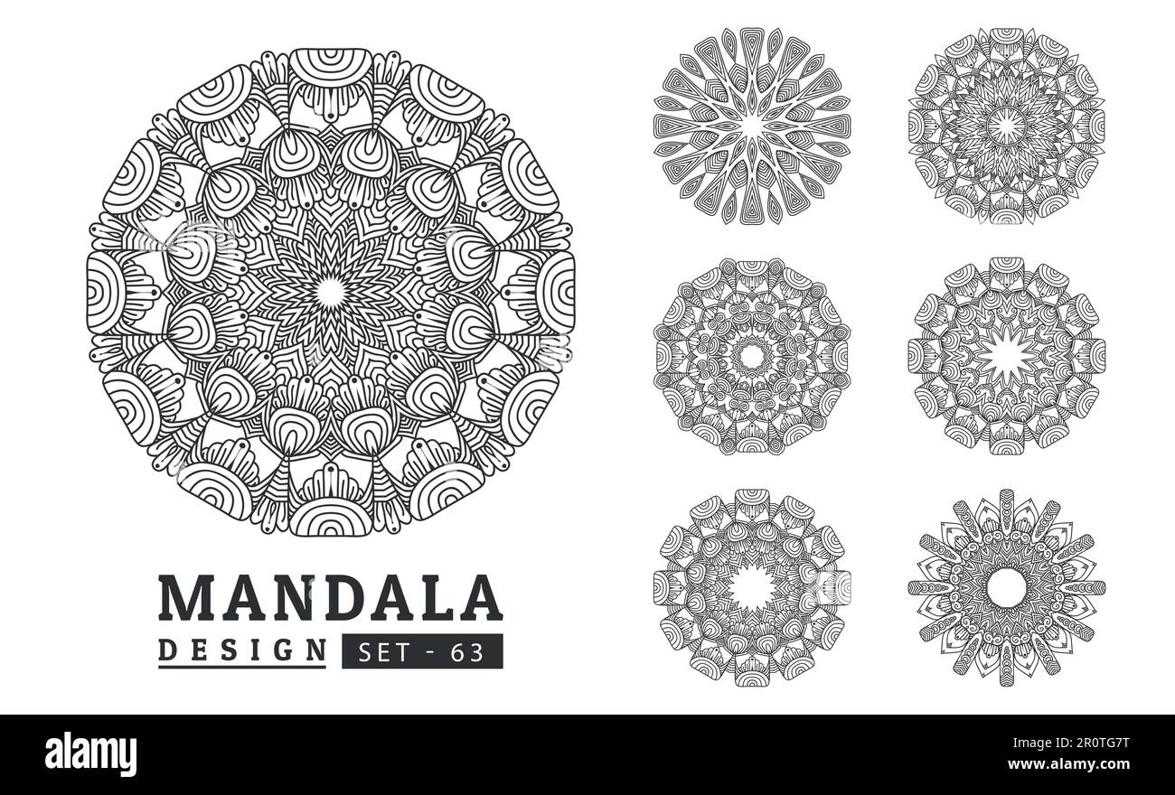 Flower Mandala background design set vector illustration Stock Vector ...