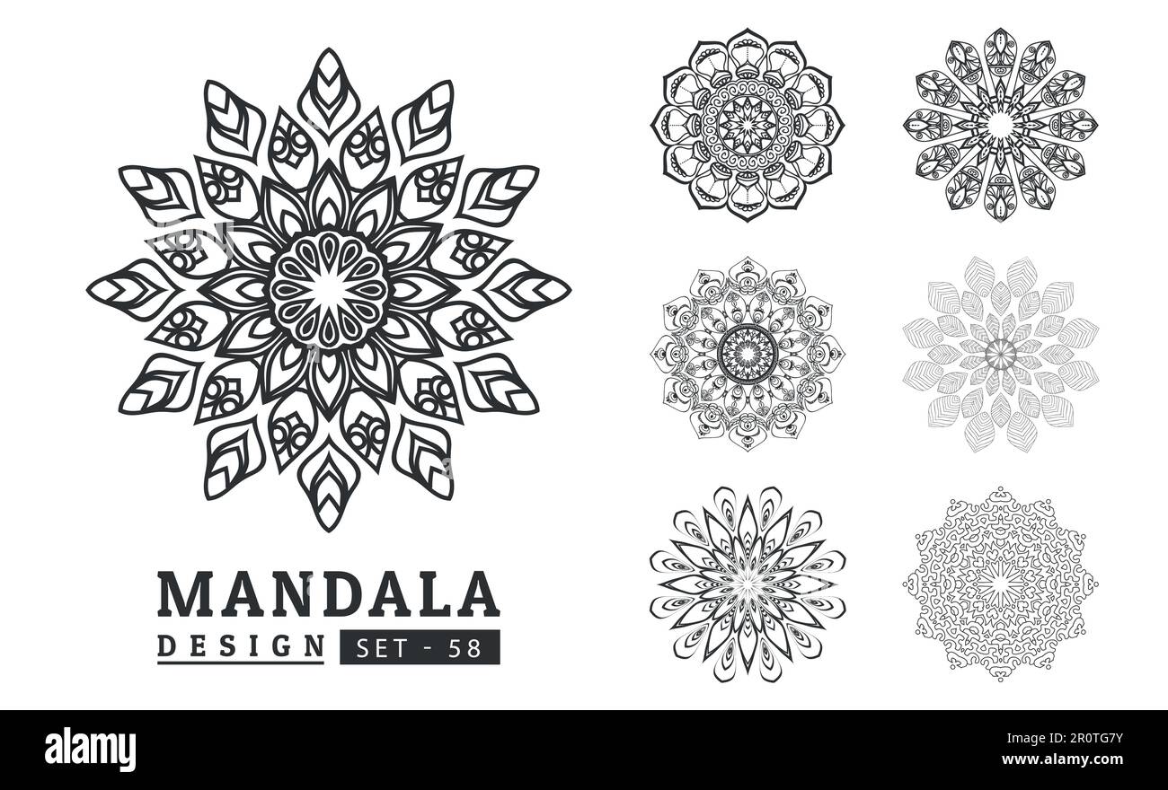 Flower Mandala background design set vector illustration Stock Vector ...
