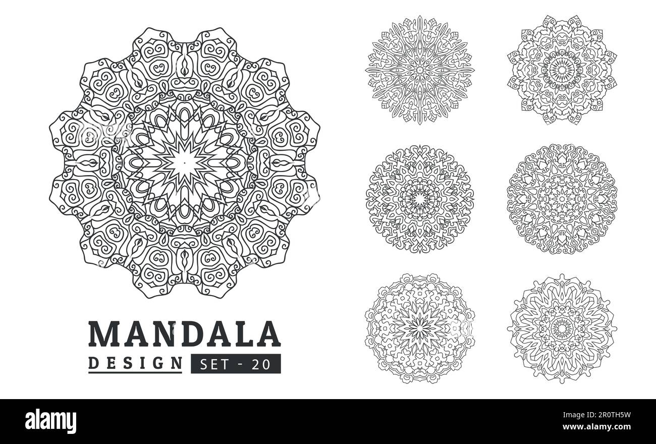 Black and white flower mandala art set Stock Vector Image & Art - Alamy
