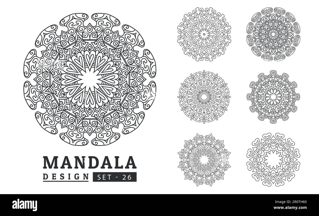 Black and white flower mandala art set Stock Vector Image & Art - Alamy