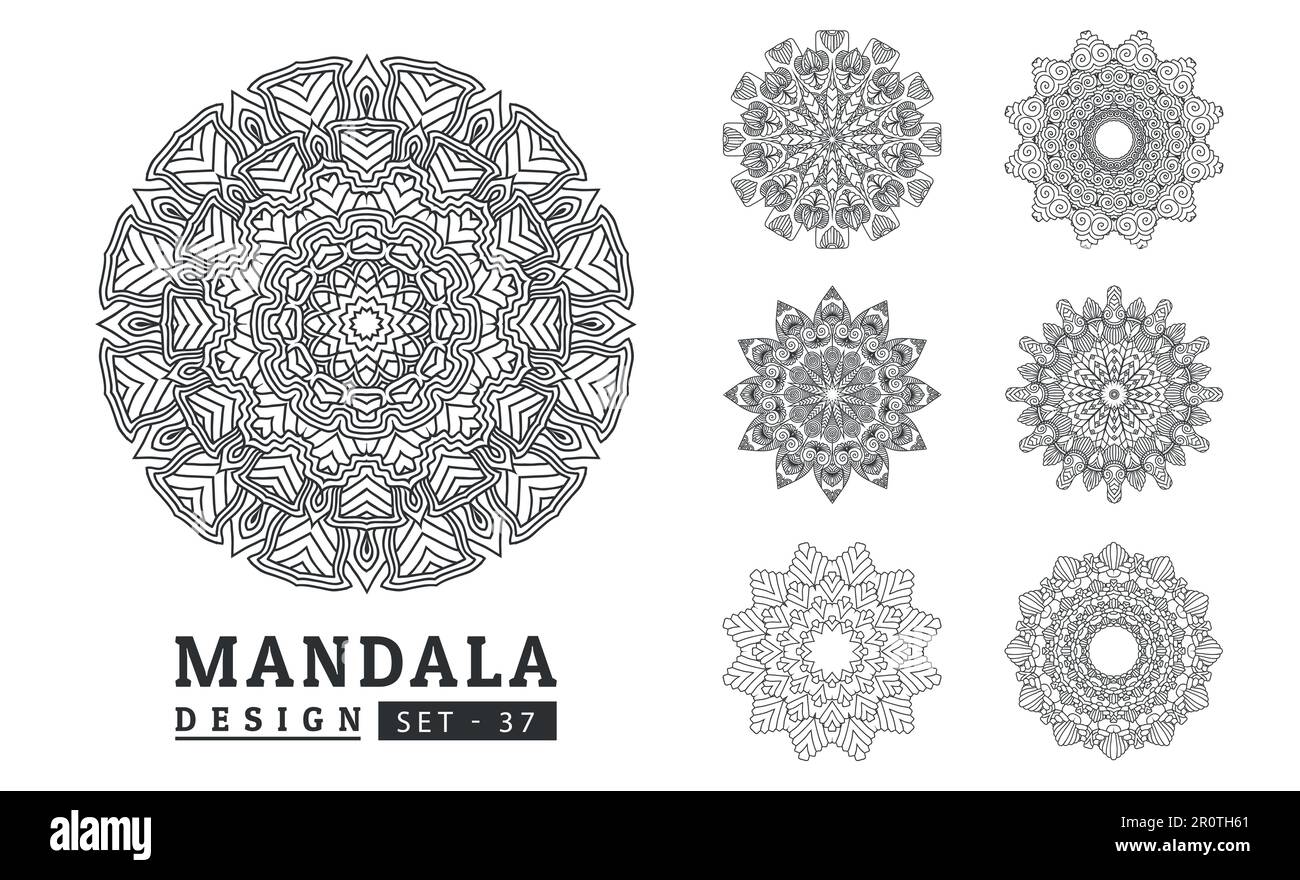 Black and white flower mandala set vector Stock Vector Image & Art - Alamy