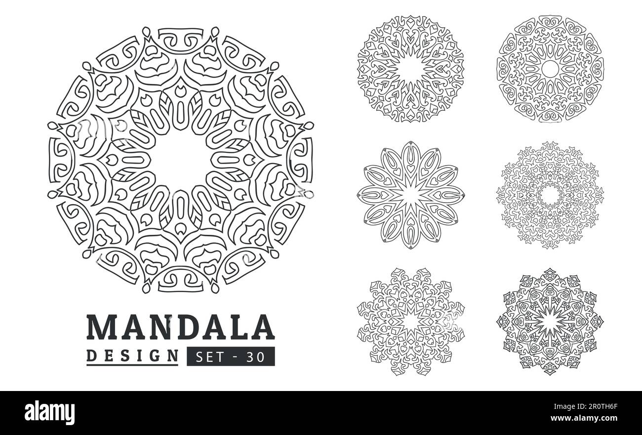 Black and white flower mandala set vector Stock Vector Image & Art - Alamy