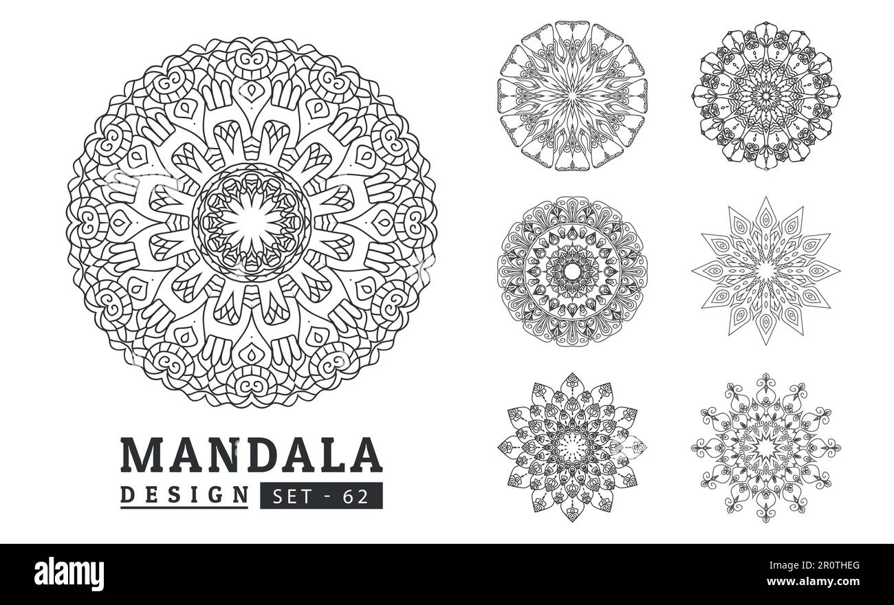 Flower Mandala background design set vector illustration Stock Vector ...