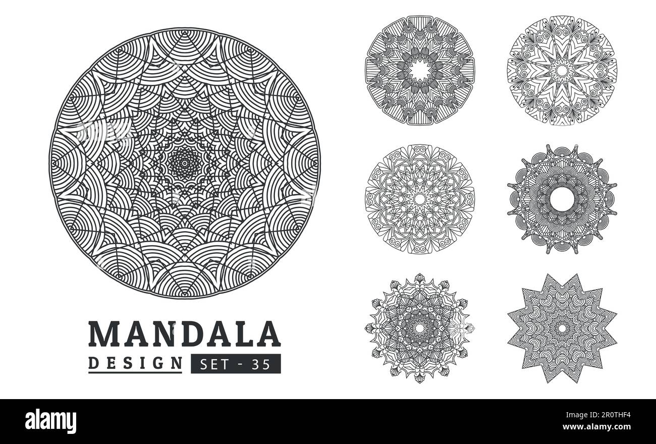 Black and white flower mandala set vector Stock Vector Image & Art - Alamy