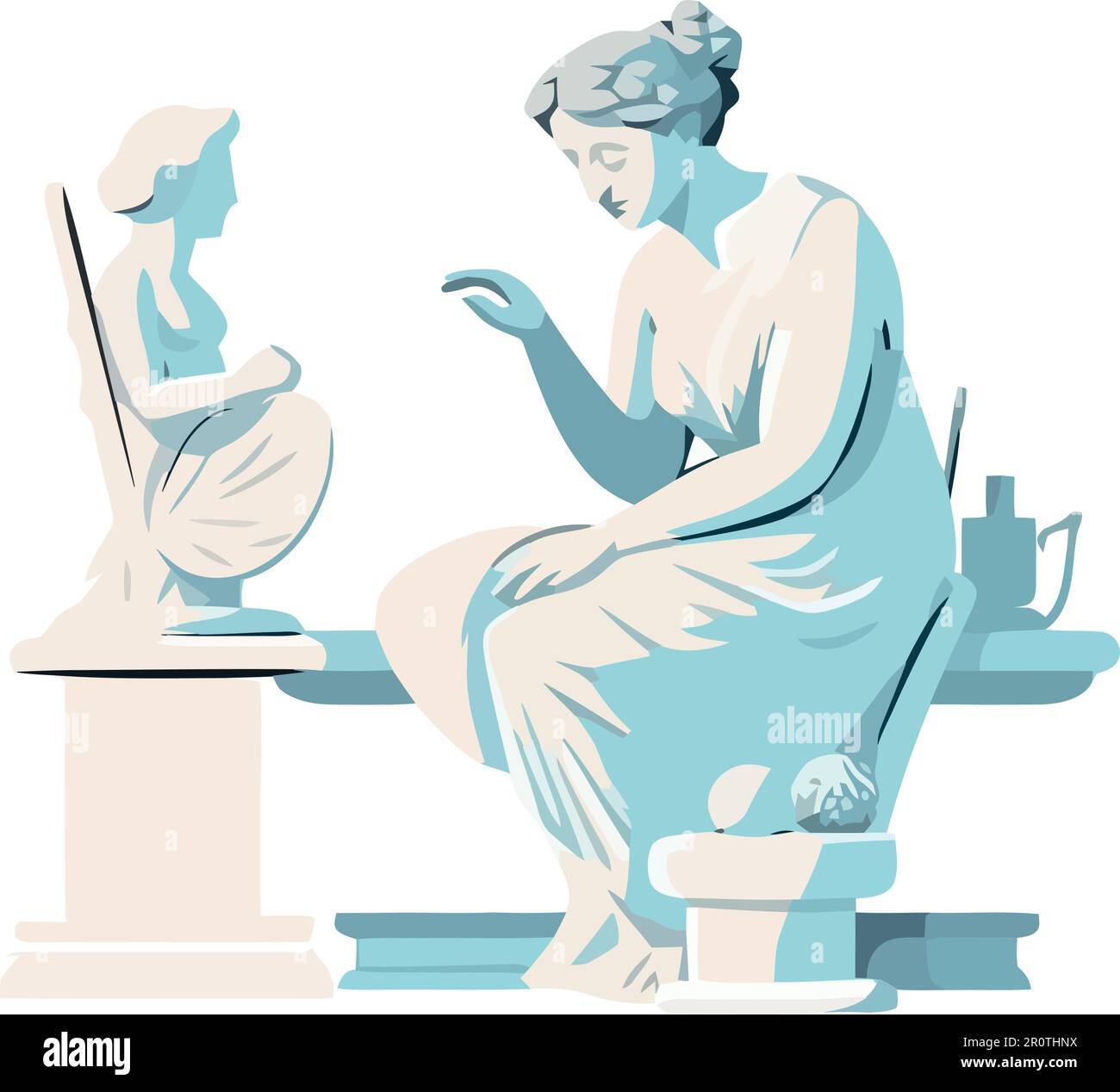 Classical Greek sculpture of a seated woman Stock Vector Image & Art