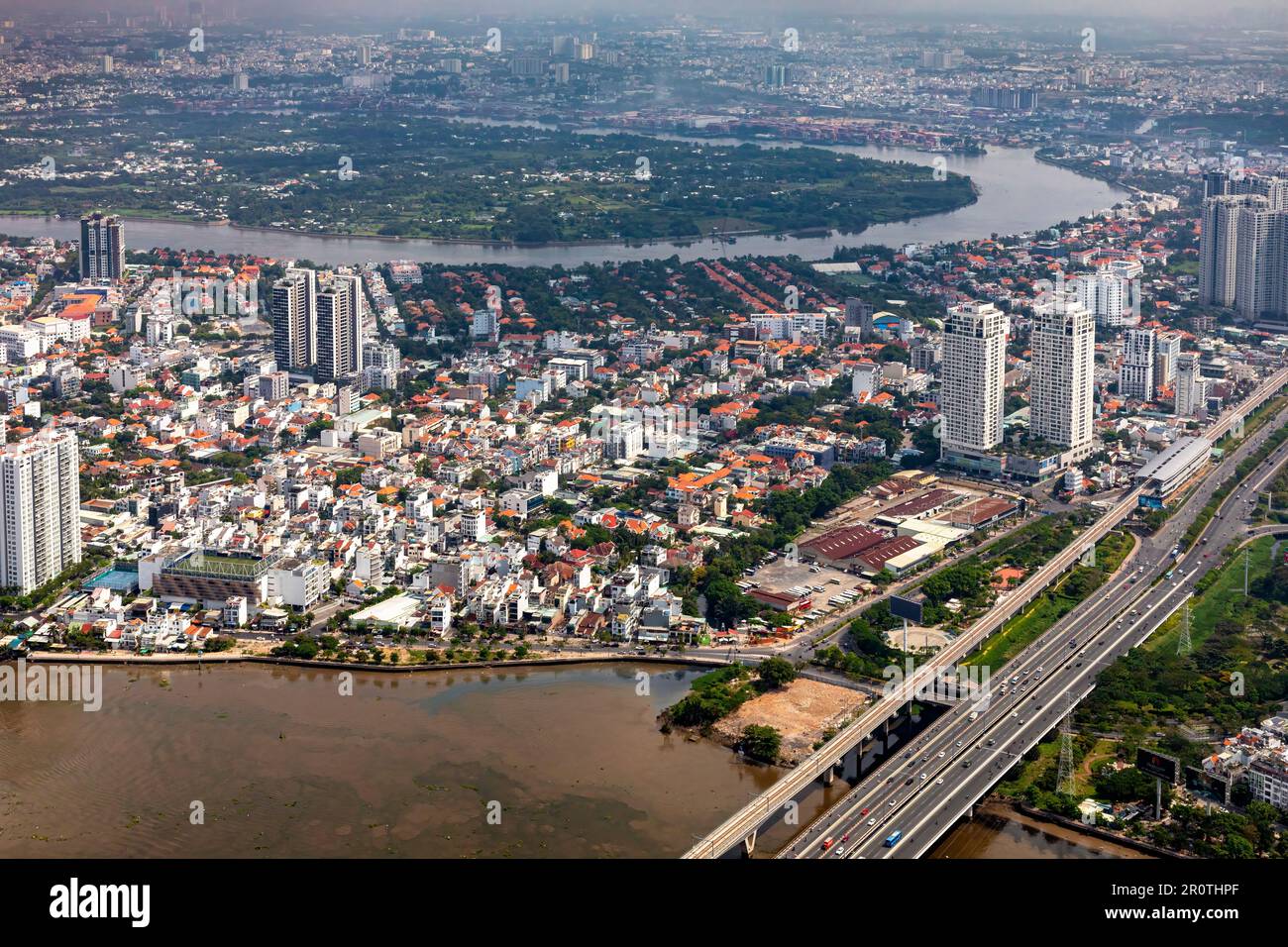 Aerial view from Landmark 81 observation deck, Ho Chi Minh City, Vietnam Stock Photo