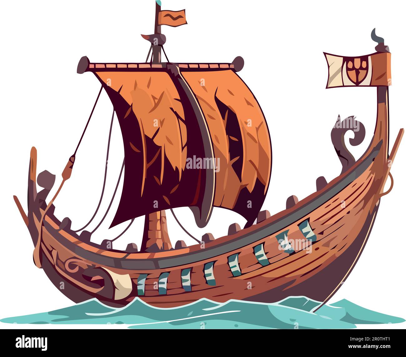 Sailing ship on water waves vector illustration Stock Vector Image ...