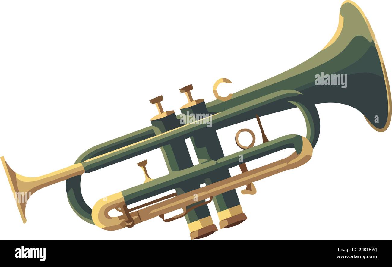 Brass musician blowing trumpet in celebration Stock Vector