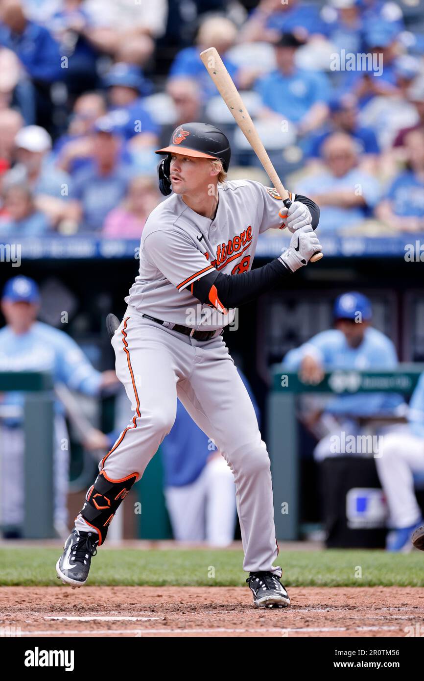 Baltimore Orioles Kyle Stowers (83) bats bats during a spring training  baseball game against the Philadelphia Phillies on March 26, 2023 at Ed  Smith Stadium in Sarasota, Florida. (Mike Janes/Four Seam Images