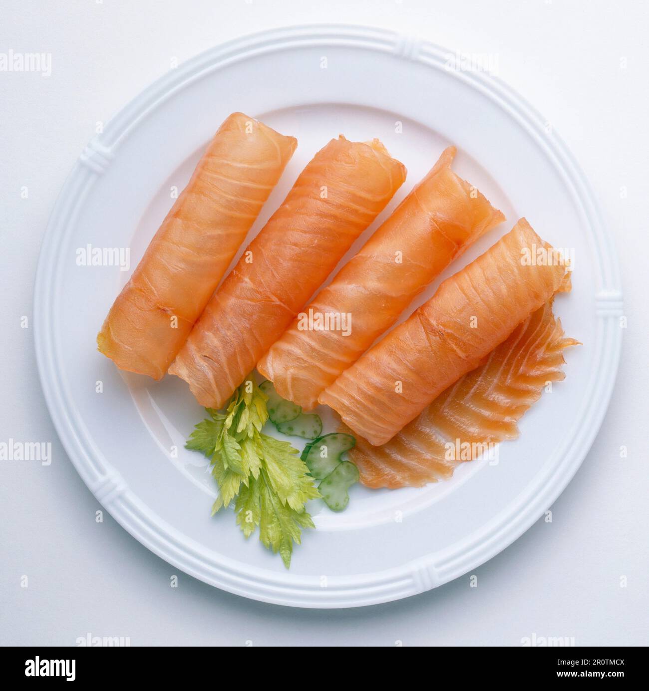 Smoked salmon rolls Stock Photo Alamy