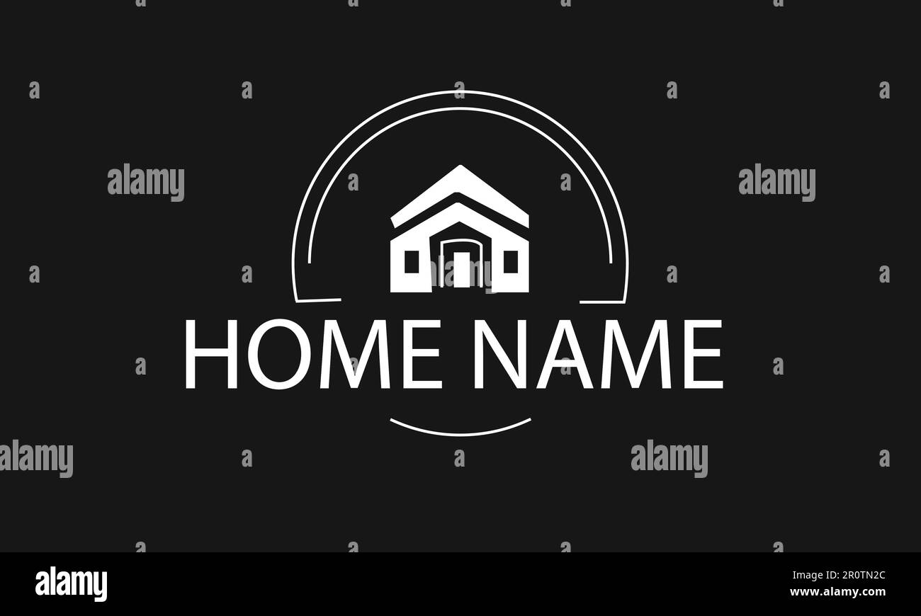 Real estate home logo design. Black and white silhouette home vector illustration. Stock Vector