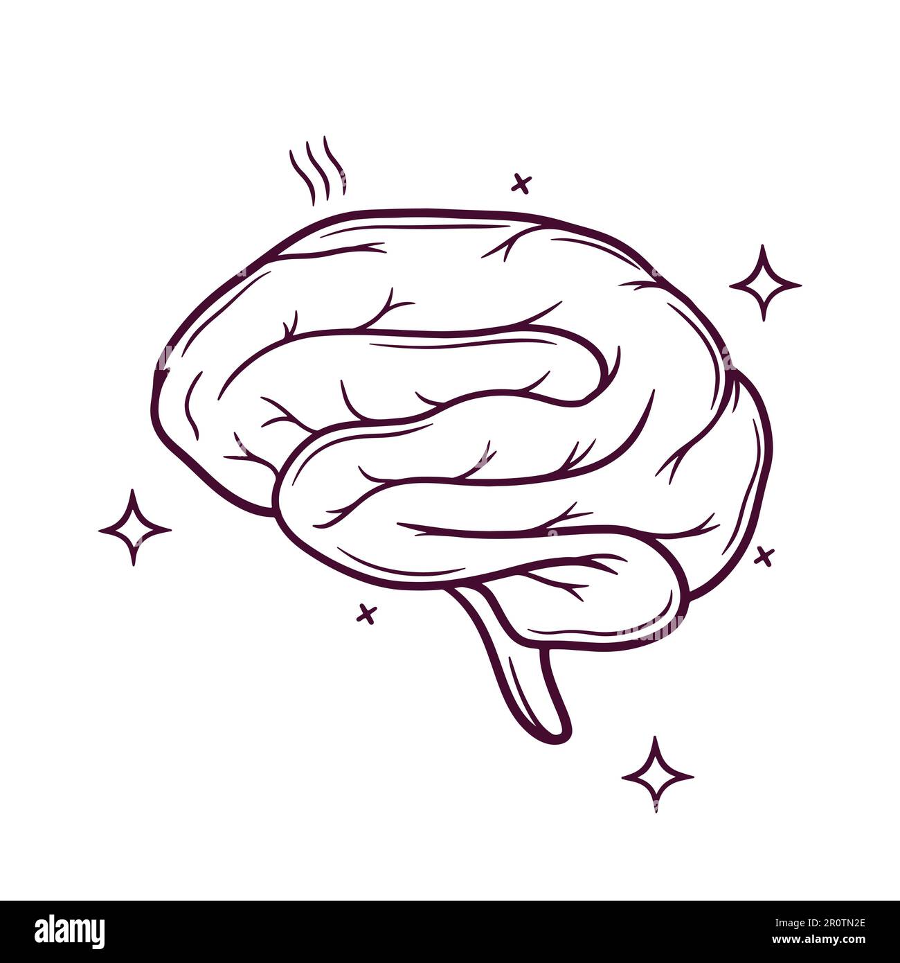 human brain. hand drawn icon. hand drawn vector illustration Stock Vector