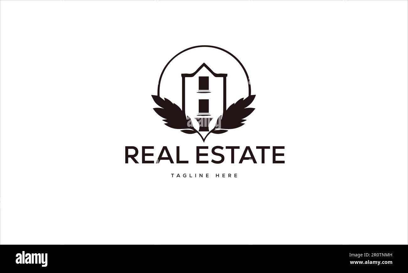 Quality Real Estate black home vector illustration. Home Vector. Real estate logo. Stock Vector