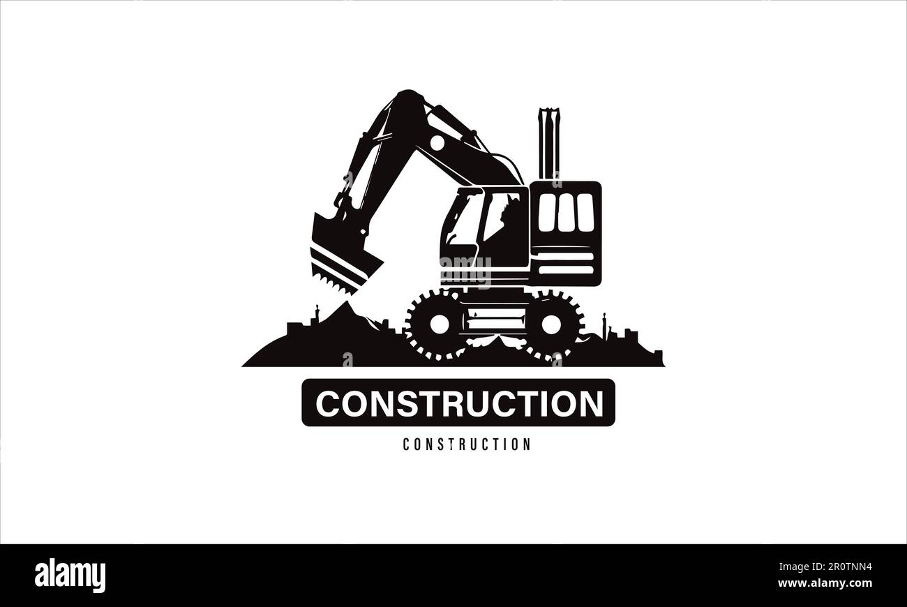 Excavator logo vector for construction company. Heavy equipment template vector illustration for your brand. Pro Vector Stock Vector