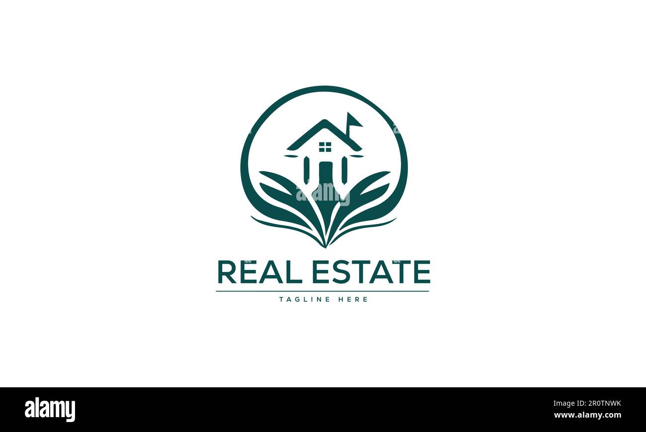 Green real estate logo illustration with white background. Stock Vector