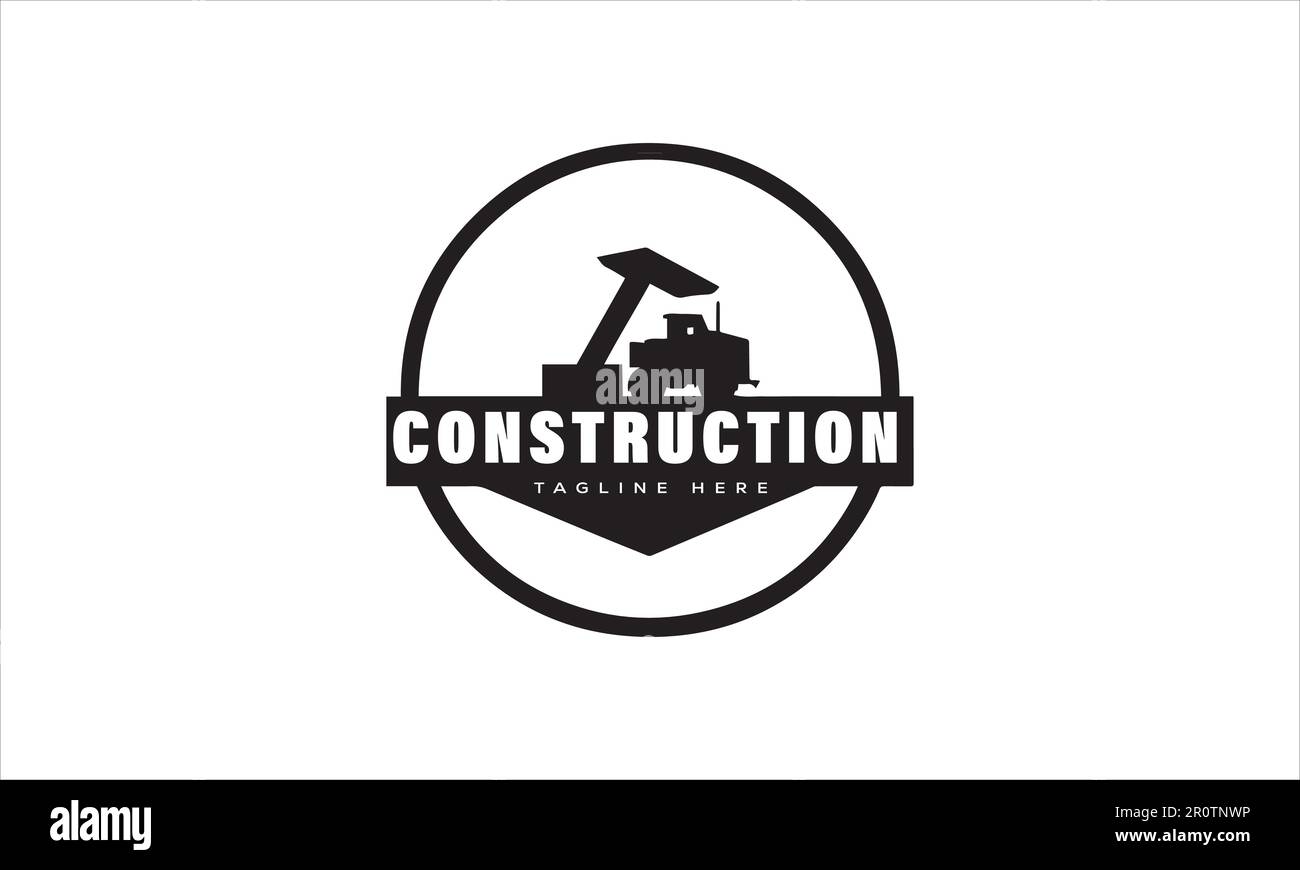 Excavator heavy equipment construction earth mover logo vector isolated Stock Vector