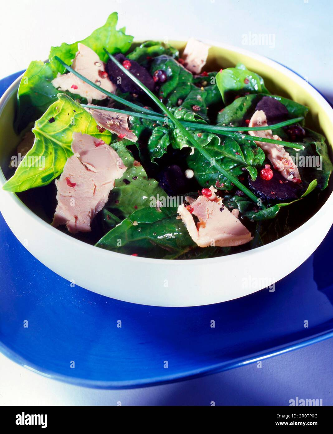 spinach and foie gras salad Stock Photo