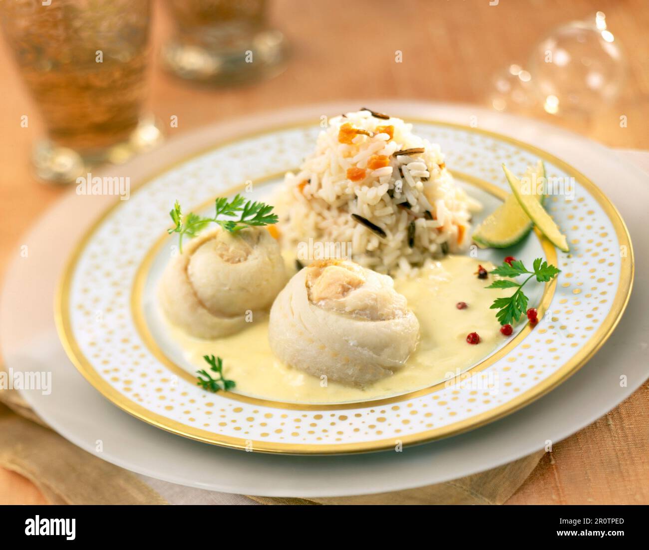 Dab fillets with Champagne sauce Stock Photo - Alamy