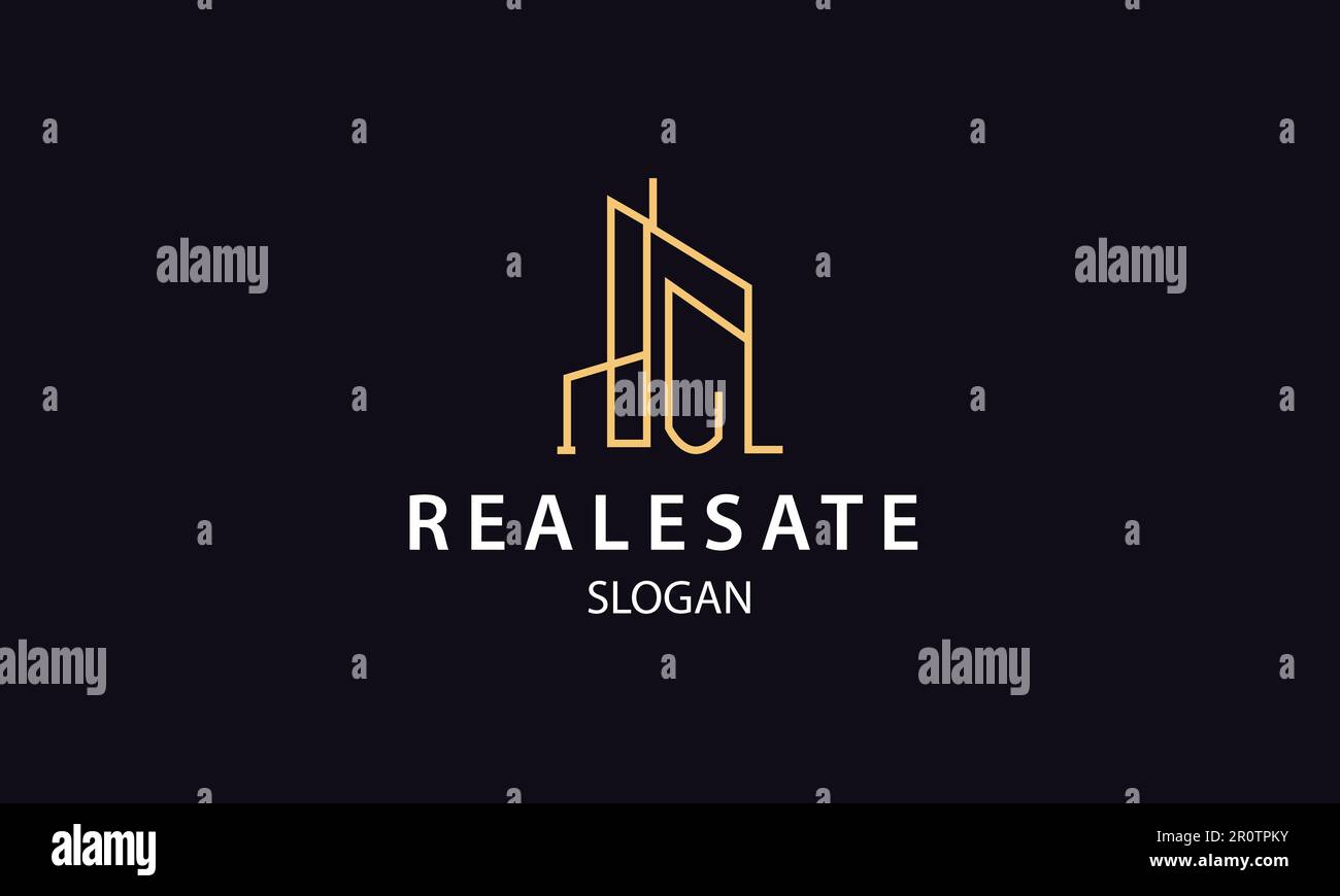 Minimal Real estate logo design Stock Vector