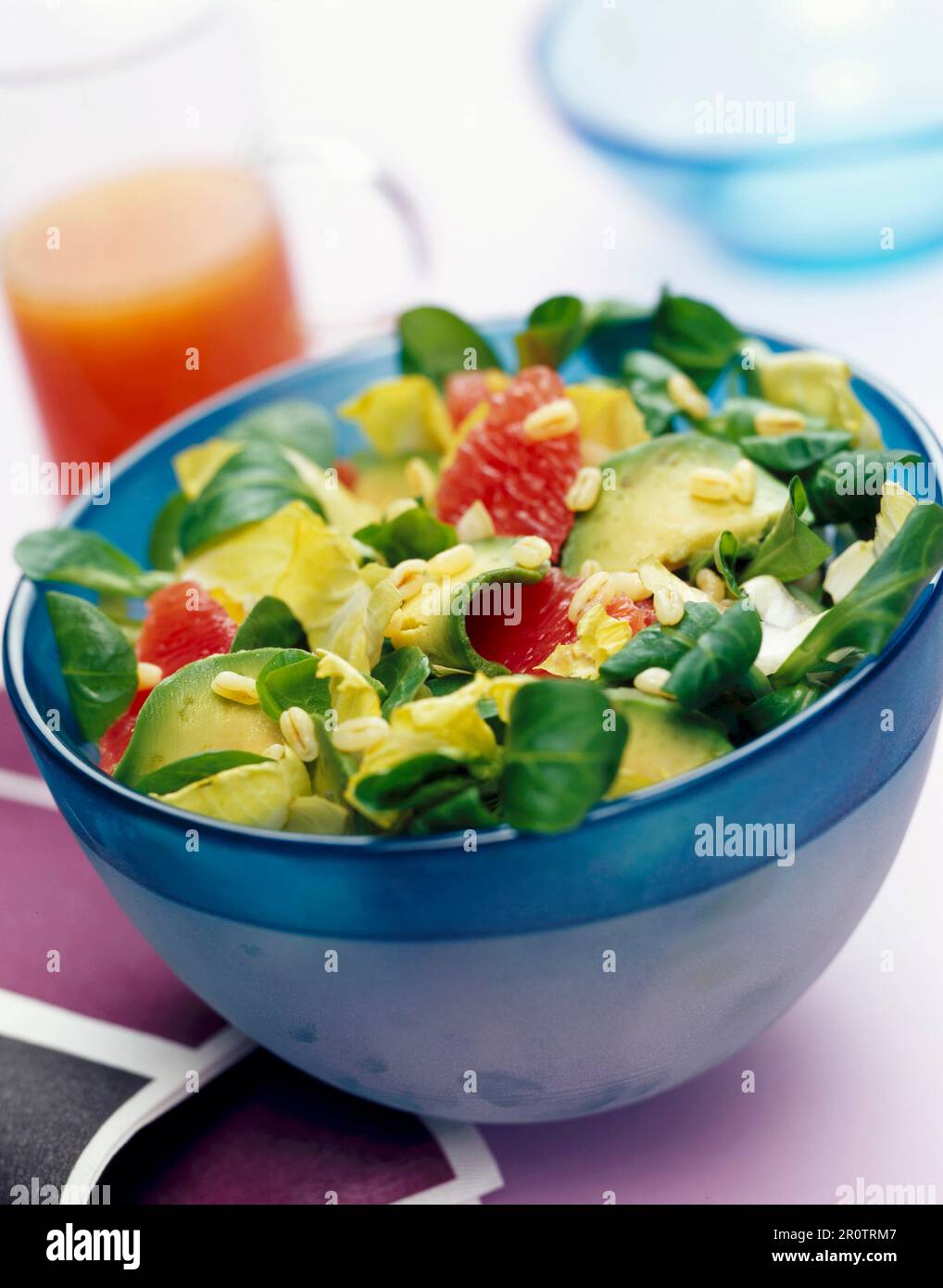 Watercress, chicory and wheat salad Stock Photo
