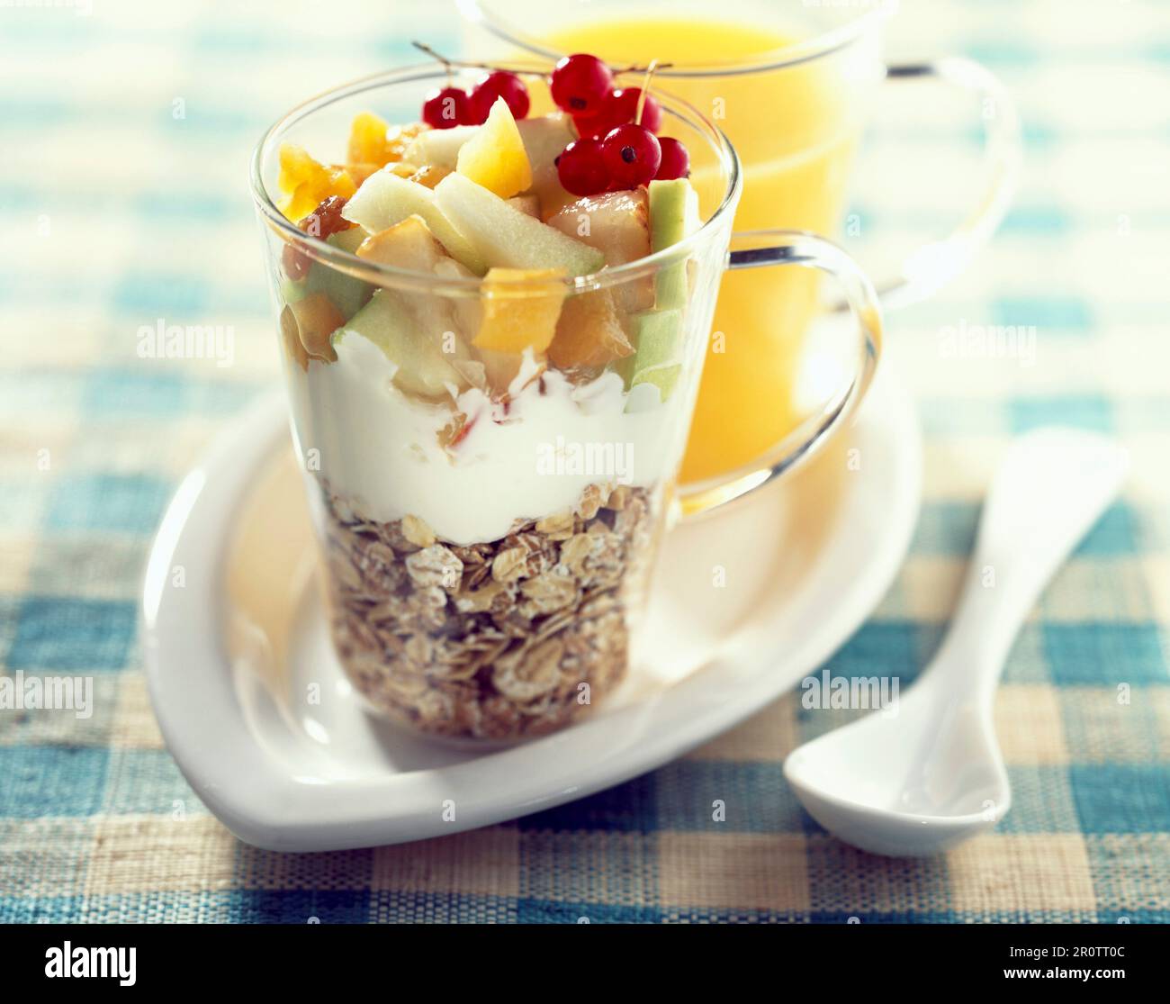 Fromage blanc with muesli and fruit salad Stock Photo Alamy