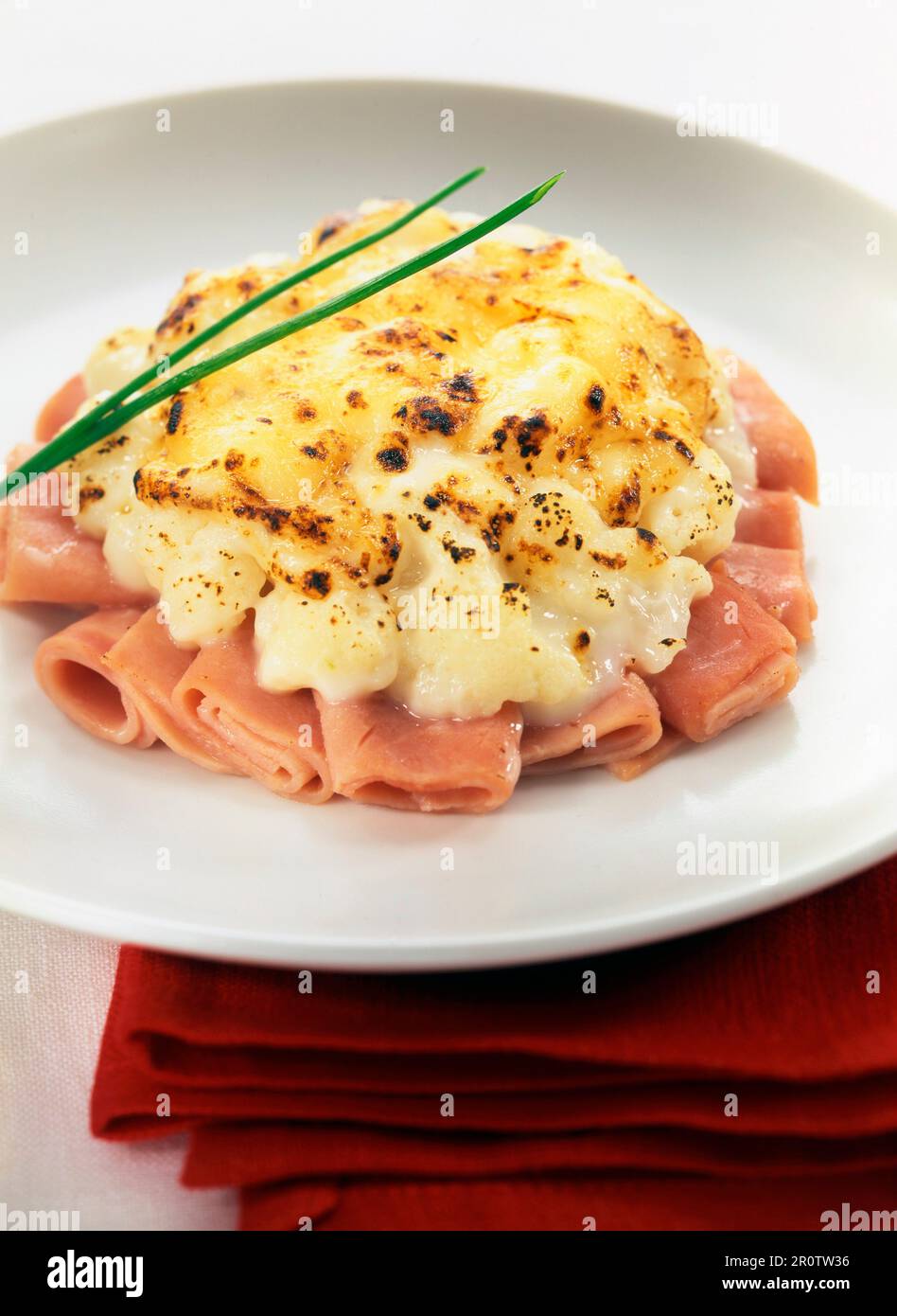 ham au gratin with cauliflower Stock Photo Alamy