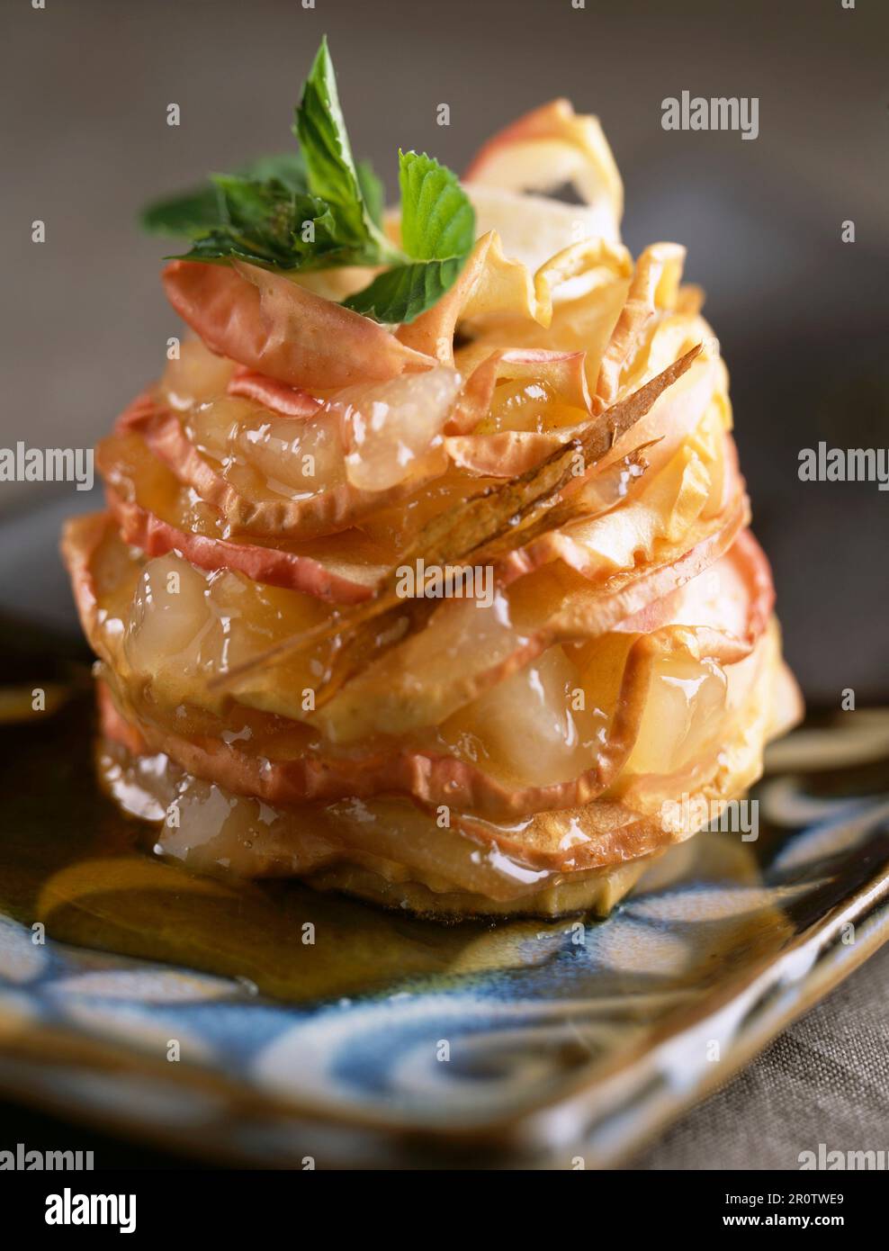 Baked apple mille-feuille Stock Photo