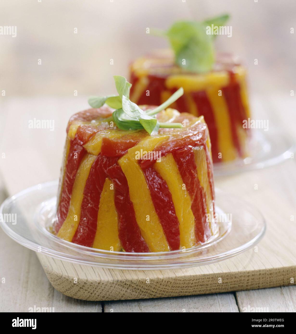 Red and yellow pepper terrines Stock Photo